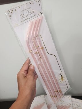 Rose Gold Glitter Wine Bottle Straws - Pack of 4 Each
